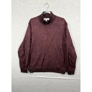 Calvin Klein Pullover Sweater‎ Quarter Zip Mock Knitted Mens Size Large Burgendy